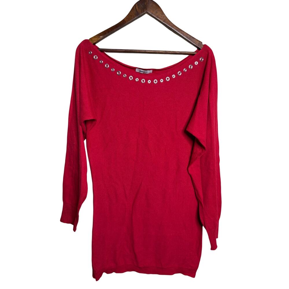 Gimaguas Red Alpaca Blend Grommet Sweater Dress Medium